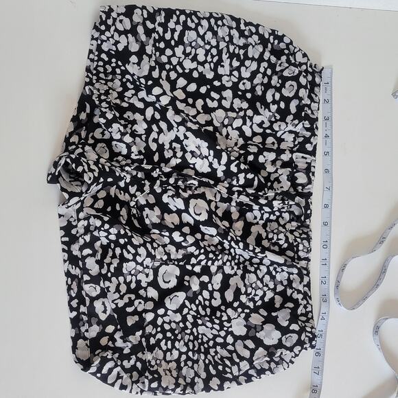 Black White Abstract Flower Lightweight Draw String Shorts Size XL - Picture 4 of 8